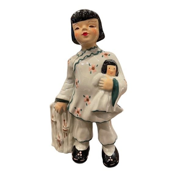 1950’s Asian Girl Holding Doll Figurine from Florence Ceramics of Napa Valley - Picture 2 of 15